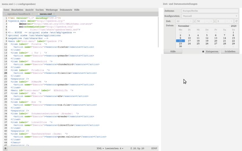Programme offen, bluefish, Zeit und Datum
